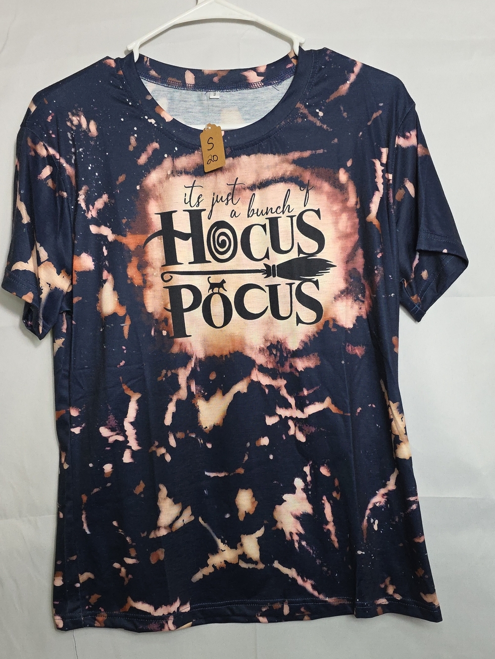 Women's Hocus Pocus Tie-Dye Graphic Tee - Navy and Peach Size Small (W712)